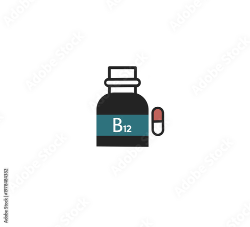 Vitamin B12 Medicine Vector Graphic Illustration for Health and Pharmaceutical Design