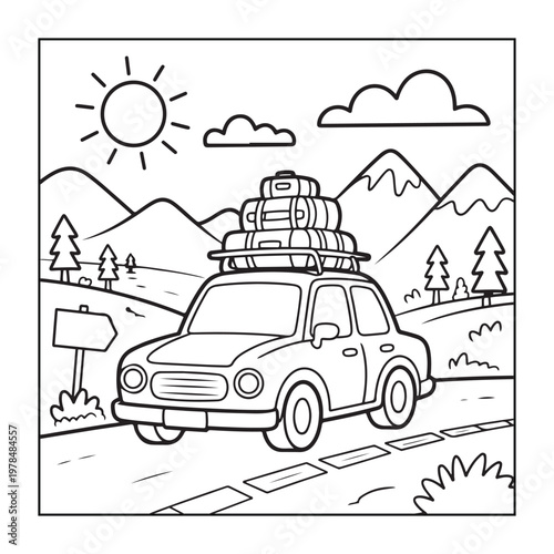 Hello, summer coloring pages for kids, teens, and adults. line art illustration.