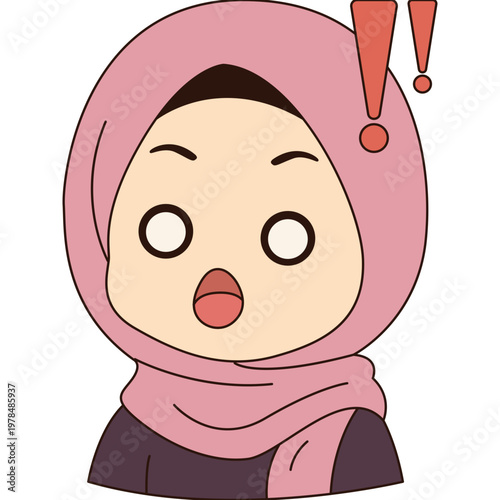 Surprised Muslim Woman Cartoon Sticker