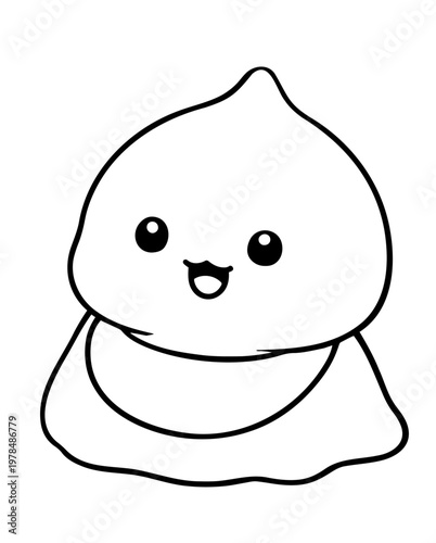 Cute Slime Monster Character Vector Illustration Black and White Line Art for Coloring