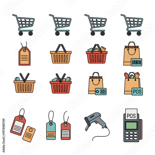 Shopping carts and bags icons 1.