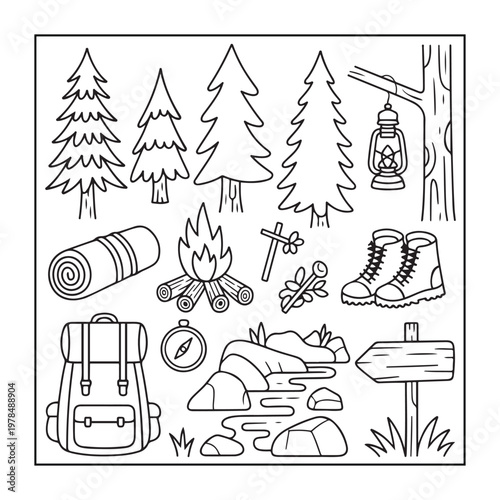 Hello, summer coloring pages for kids, teens, and adults. line art illustration.