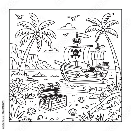 Hello, summer coloring pages for kids, teens, and adults. line art illustration.