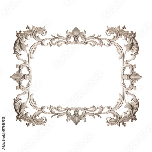 Vintage ornament frame vintage rectangle pattern white background.