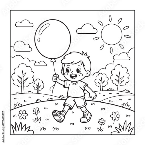 Hello, summer coloring pages for kids, teens, and adults. line art illustration.