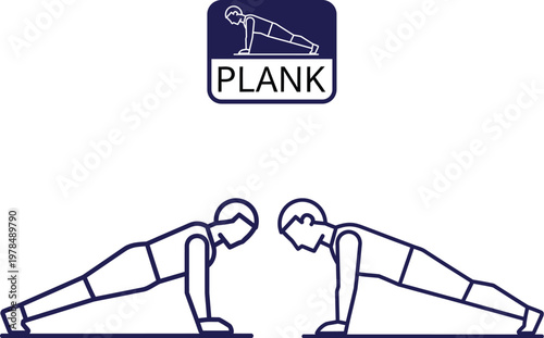 Plank exercise illustration two people demonstrating proper form