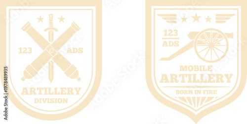 World war ii artillery division patches with cross and star symbols
