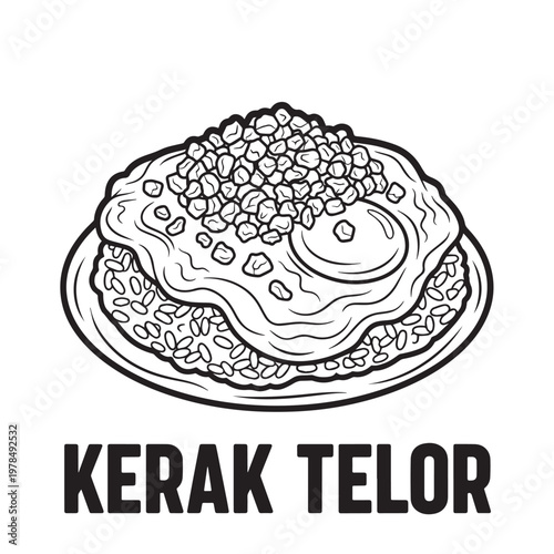 Kerak Telor Indonesian Street Food Dish in Monochrome
