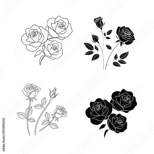 Elegant Rose Continuous Line Drawing Collection for Minimal Floral Design