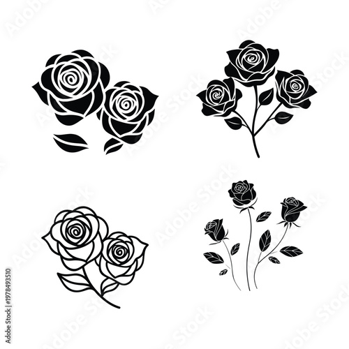 Elegant Rose Continuous Line Drawing Collection for Minimal Floral Design