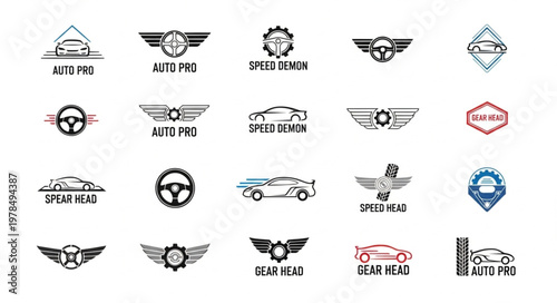 Collection of Car Logos and Automotive Emblems.