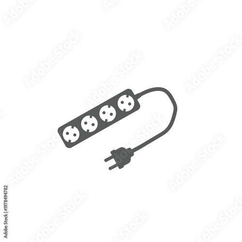 Vector flat illustration design of extension cord, plug and socket