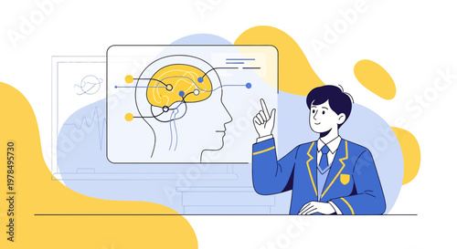 Brain Power: Education and Neuroscience Illustration for Brain Function and Cognitive Development