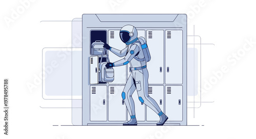 Astronaut's day off after spacewalking at the station: putting equipment in locker facility