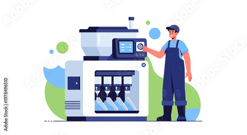 Automated packaging system operated by a technician ensuring precision in product distribution