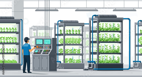 Automated indoor vertical farming system with climate control and monitoring by an operator