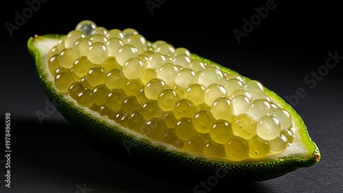 Finger lime fruit revealing jewel-like vesicles, offering a unique citrus experience for foodies