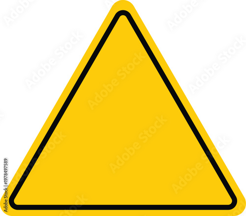 Hazard sign template. Blank alert yellow triangle traffic mark sign. Blank warning symbol. flat style.