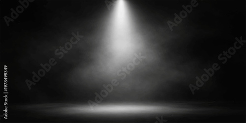 A spotlight shines on a brushed silver metallic plate surface featuring a dark gray stainless steel texture and shiny chrome pattern backdrop