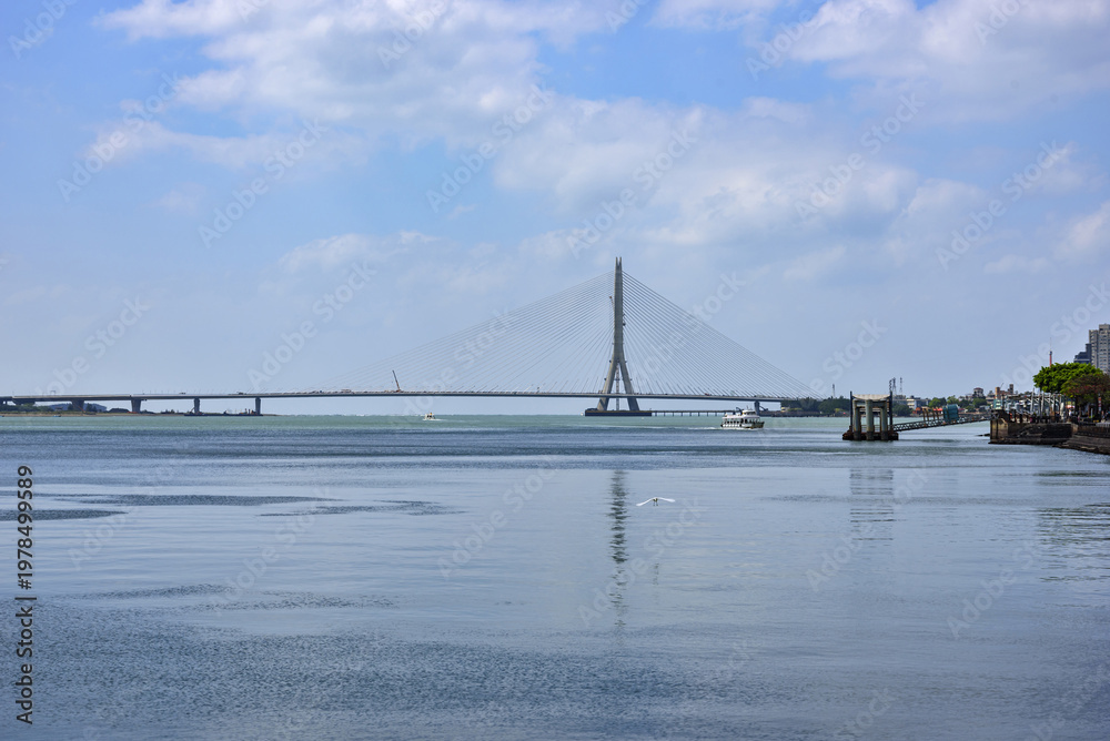 Obraz premium 유람선,바다,강,단수이강,단장대교,Danjiang Bridge,단수이,신베이시,타이완