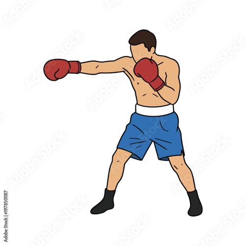 Powerful Left Jab Boxing Pose Isolated Vector Design