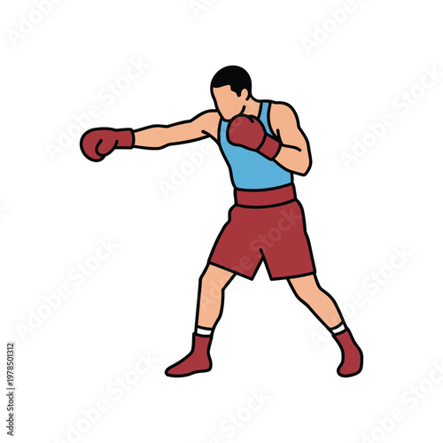 Boxing Action Left Jab Strike Fighter Stance Vector Artwork