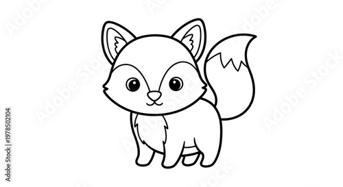 Adorable Hand-Drawn Cartoon Fox Character with Expressive Eyes and Fluffy Tail Perfect for Children's Books Educational Content and Whimsical Designs Evoking Joyful Playfulness.