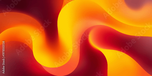 Abstract colorful orange background featuring a bright fire wave pattern and digital motion energy swirl with a red flame texture