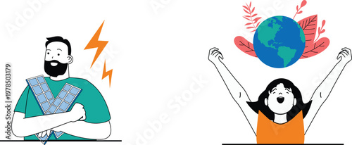 A person struggling to open a heavy suitcase while flying kites