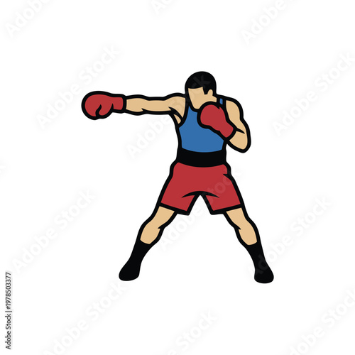 Boxing Athlete Right Hook Punch Action Pose Isolated on White