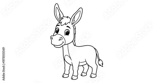 Charming Donkey Artwork Adorable Cartoon Animal Depiction Delightful Donkey's Appearance Artistic Creation of a Playful Creature Symbolic Representation.