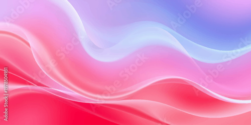 A smooth pattern of flowing silk waves creates a soft abstract pink and purple background with light curves and a satin texture in this vector art illustration