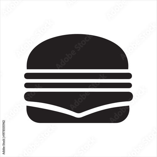  Simple black silhouette of a stacked hamburger with visible layers on white background.