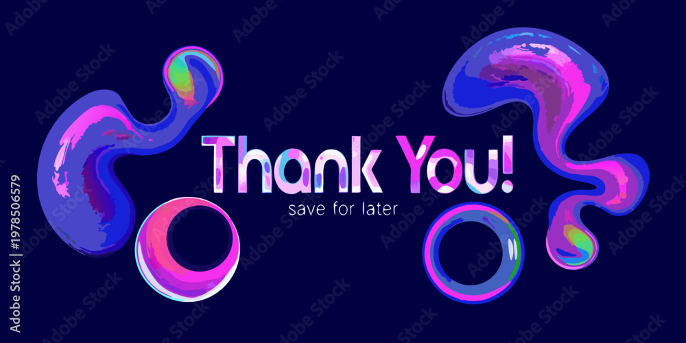 Fototapeta premium Colorful abstract shapes and text reading thank you on dark background
