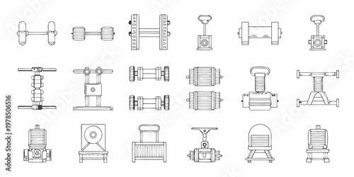 Technical illustrations of various vintage mechanical gate and lock components