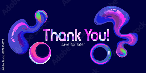 Colorful abstract shapes and text reading thank you on dark background