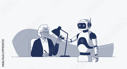 Collaborative assistance: An elderly woman receiving help from a friendly robot assistant