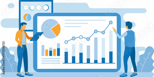 Data analysis and business growth visualized on digital devices
