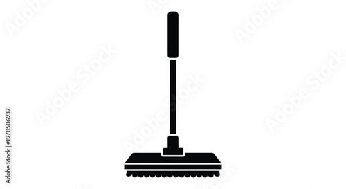 Simple black silhouette of a push broom on a white background silhouette