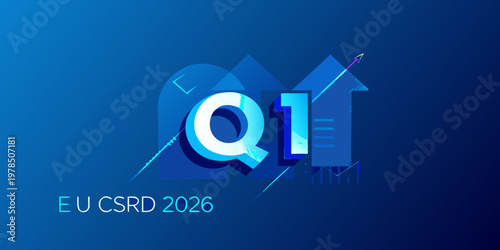 Abstract graphic representing q1 results with upward trends and financial data