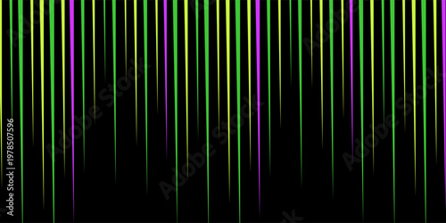 Abstract Neon Vertical Lines Background with Green and Purple Glitch Effect on Black