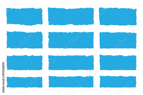 Set of ripped paper, jagged border, torn sheets paper top, collection of torn, Paper torn strip stroke with cut stuck edges vector illustration, Set of white headline band. Calligraphy border