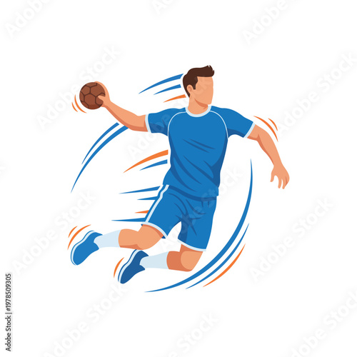 Handball Jump Shot Motion Attack Pose Isolated Vector