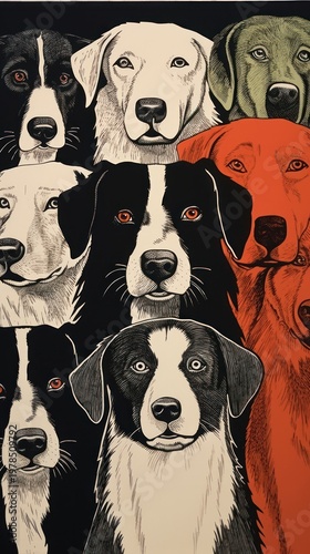 Group of dogs drawing animal mammal.