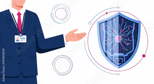 Conceptual illustration of digital security solution presented by a professional expert