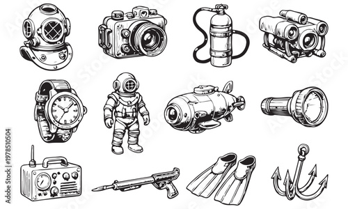 Vintage Diving Gear Set