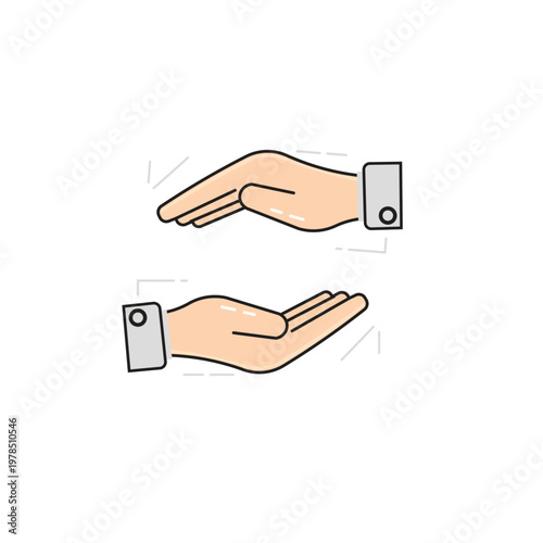 Two Open Hands with Shirt Cuffs Showing Offering or Giving Gesture