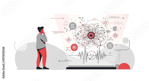 Conceptual visualization of scientific exploration showcasing complex data insights and analysis