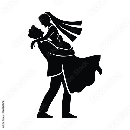 A romantic couple dancing together in love