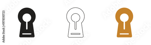 Three Keyhole Icons in Black White and Brown Color Variation